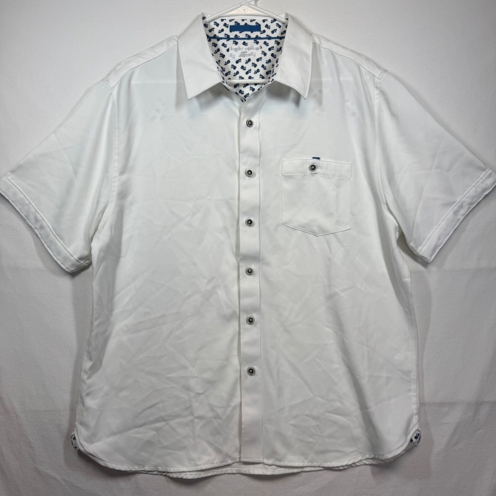 Age of Wisdom Button-Up Shirt Short Sleeve Modern Fit White Sz Medium - Picture 2 of 9